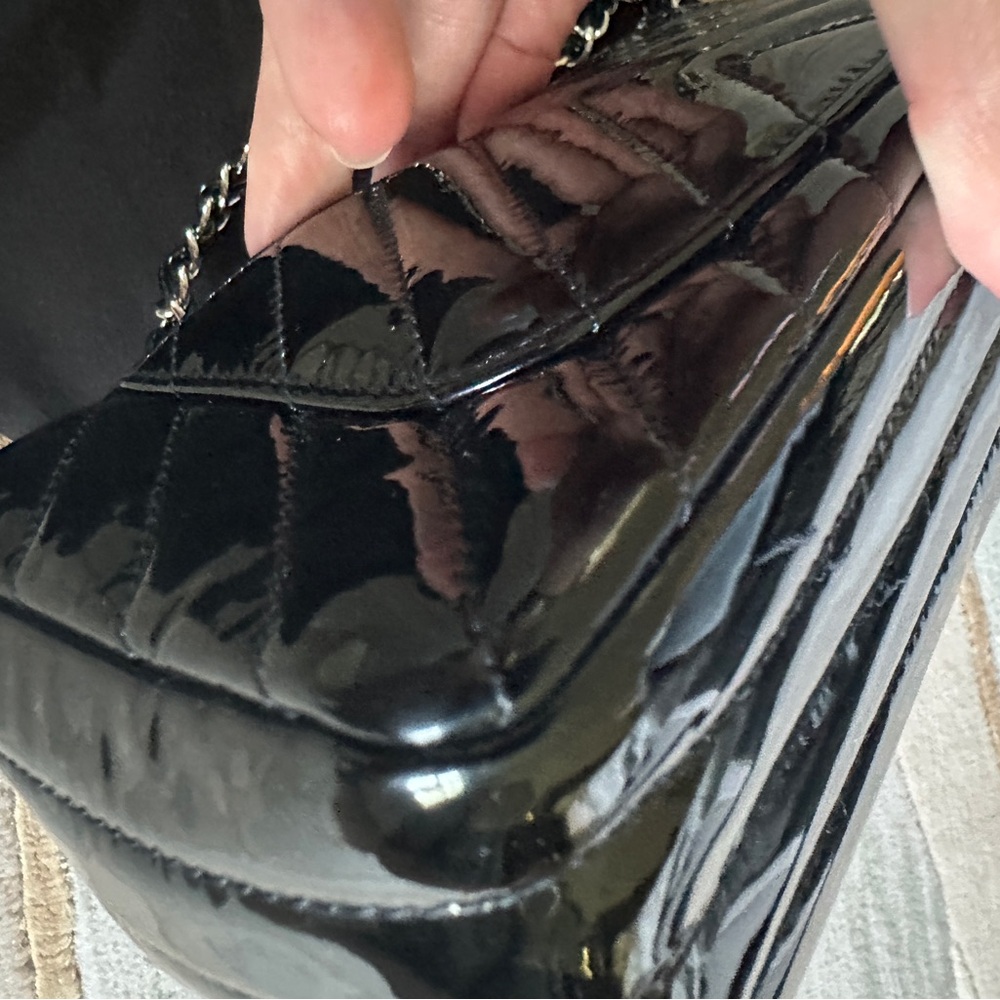 CHANEL  Black Chevron mini rectangle flap bag - Picture 10 of 13